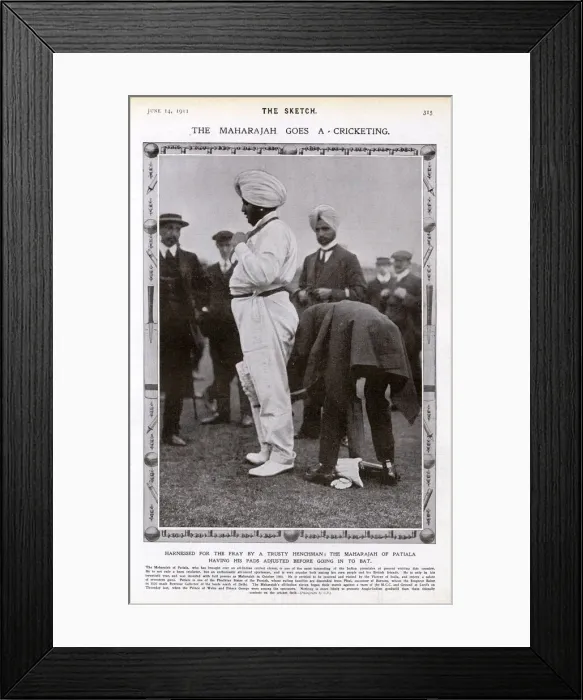 Framed Print : The Maharajah goes a-cricketing