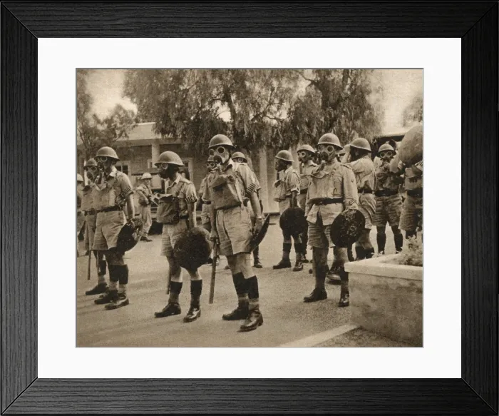 Framed Print : British troops in gas masks - Uprising in Nicosia Framed Print : British troops in gas masks - Uprising in Nicosia