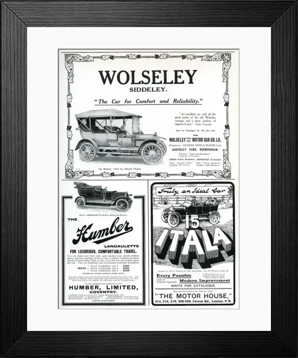 Framed Print : Adverts for motoring 1910 Framed Print : Adverts for motoring 1910