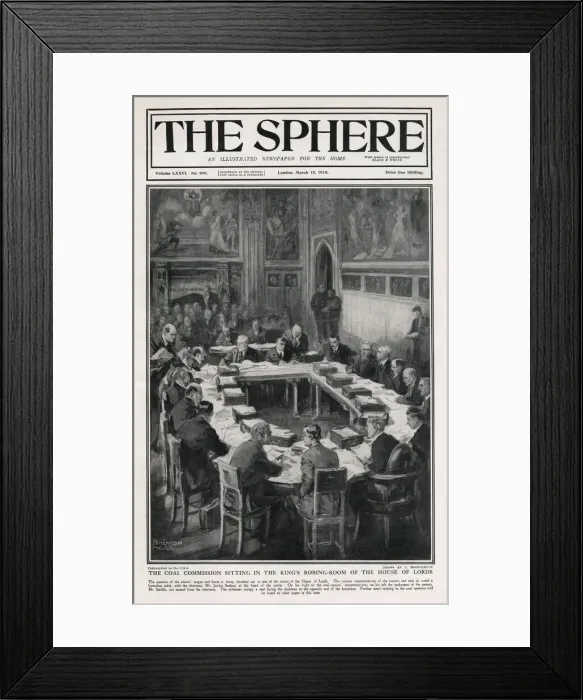 Framed Print : Coal Commission sit in Kings Robing Room - House of Lords