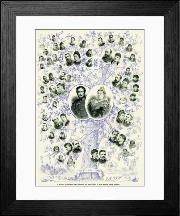 Framed Print : The Royal Oak - Queen Victoria and descendents family tree Framed Print : The Royal Oak - Queen Victoria and descendents family tree