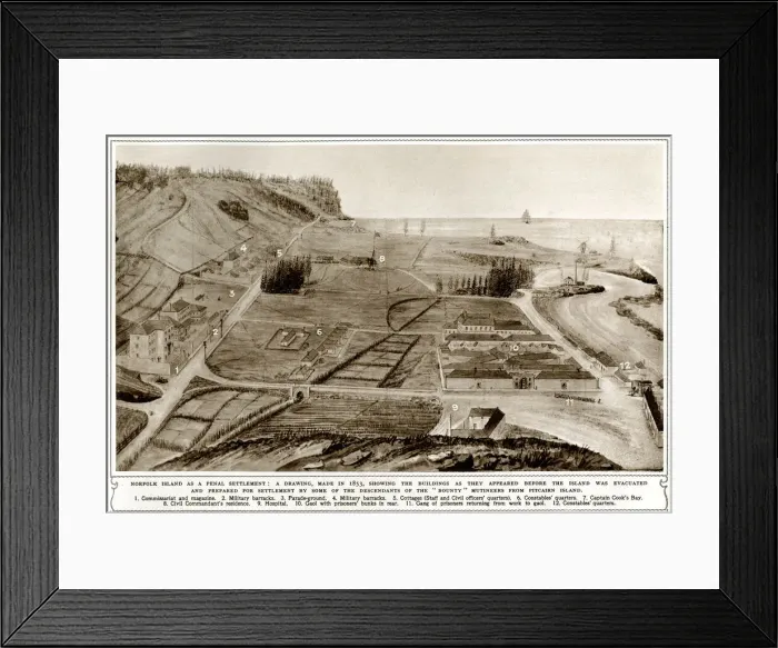 Framed Print : Norfolk Island as a penal settlement, 1853 Framed Print : Norfolk Island as a penal settlement, 1853