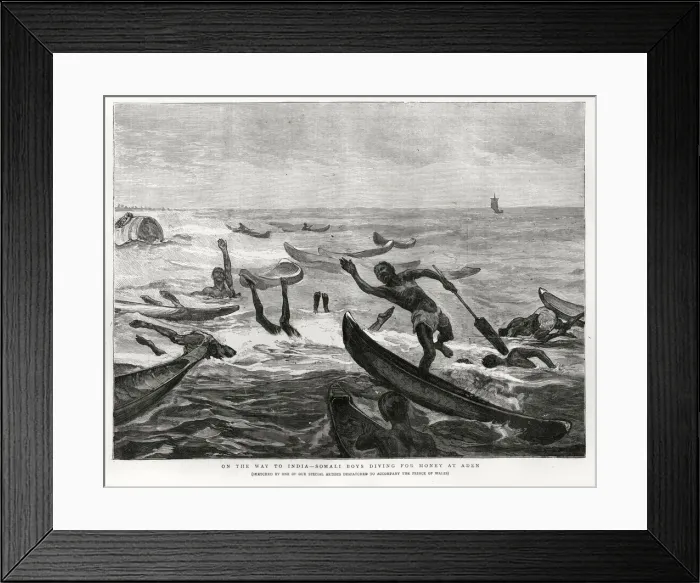 Framed Print : Somali Boys diving for money at Aden Framed Print : Somali Boys diving for money at Aden