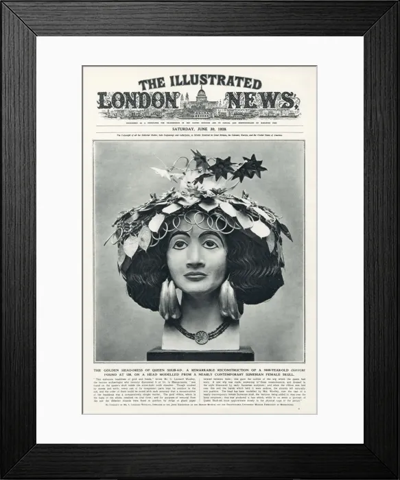 Framed Print : ILN cover - Golden head-dress of Queen Shub-ad Framed Print : ILN cover - Golden head-dress of Queen Shub-ad