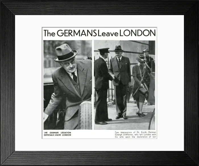 Framed Print : Outbreak of WWII - Germans leave London 1939 Framed Print : Outbreak of WWII - Germans leave London 1939