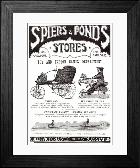 Framed Print : Advert for Spiers & Ponds Stores - Toys 1902 Framed Print : Advert for Spiers & Ponds Stores - Toys 1902