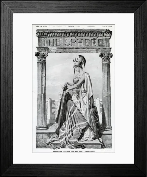 Framed Print : Britannia Mourns Edward the Peacemaker 1910 Framed Print : Britannia Mourns Edward the Peacemaker 1910