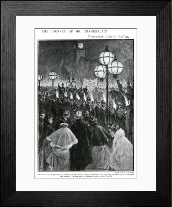 Framed Print : Joseph Chamberlain torch-lit goodbye, 1902 Framed Print : Joseph Chamberlain torch-lit goodbye, 1902