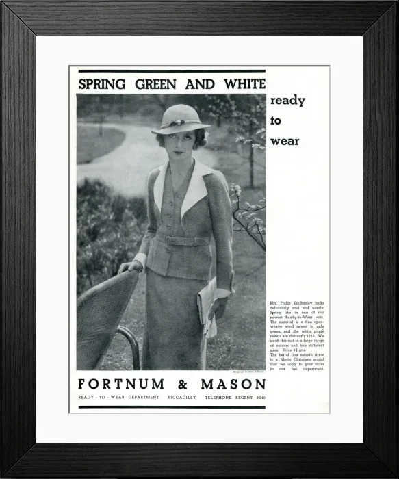 Framed Print : Fortnum & Mason fashion ad - Mrs Philip Kindersley