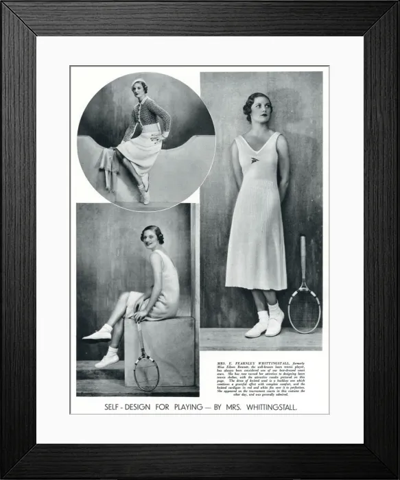 Framed Print : Tennis clothes designed by Mrs Fearnley Whittingstall Framed Print : Tennis clothes designed by Mrs Fearnley Whittingstall