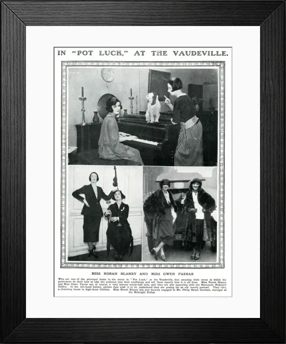 Framed Print : Norah Blaney and Gwen Farrar in Pot Luck, 1922