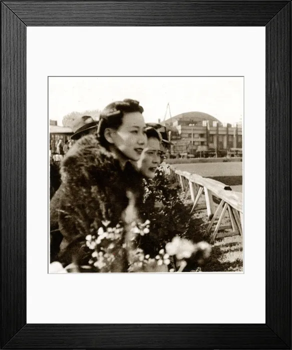 Framed Print : Shanghai Races - Chinese girls spectating Framed Print : Shanghai Races - Chinese girls spectating