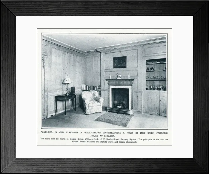 Framed Print : Room in Gwen Farrars Chelsea home panelled in pine Framed Print : Room in Gwen Farrars Chelsea home panelled in pine