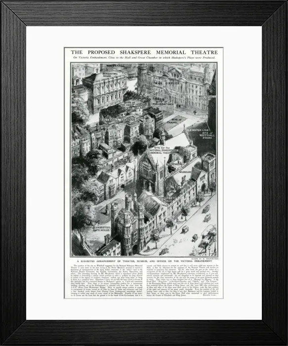 Framed Print : Proposed site of Shakespeare Memorial Theatre in London 1924