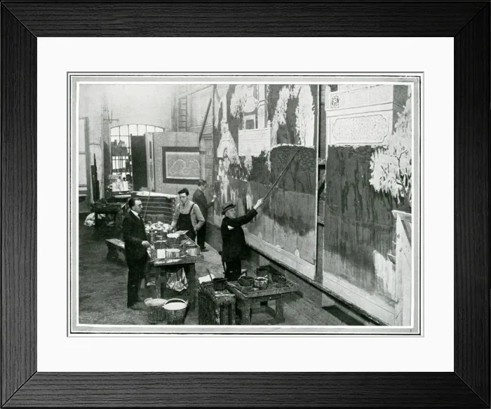 Framed Print : Joseph Harker in his scenery painting studio Framed Print : Joseph Harker in his scenery painting studio