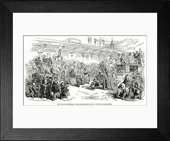 Framed Print : London Bridge, Great Cab Strike 1853 Framed Print : London Bridge, Great Cab Strike 1853