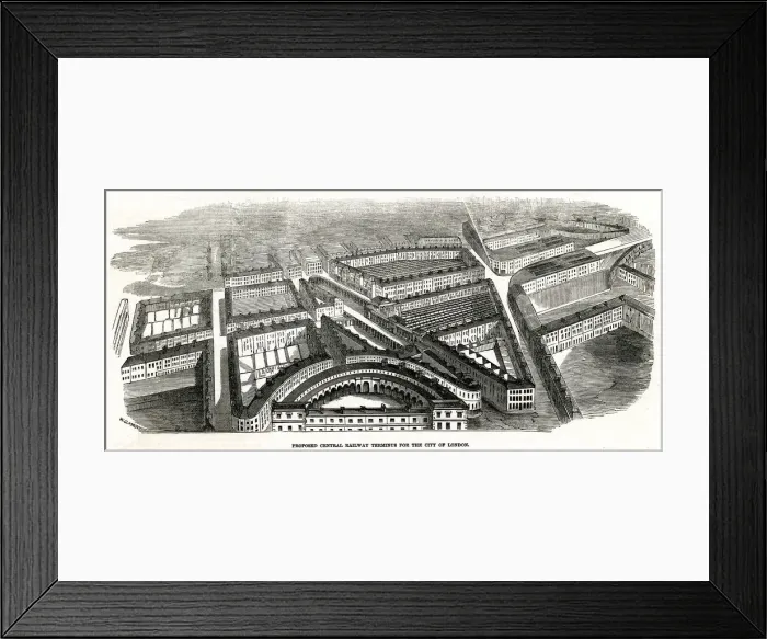 Framed Print : Proposed central railway terminus, London 1846 Framed Print : Proposed central railway terminus, London 1846