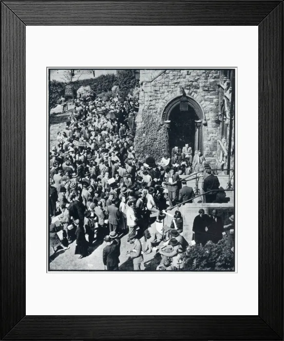 Framed Print : Enemy aliens queue to register outside church, Sept 1939