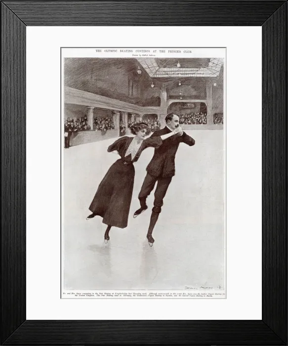 Framed Print : Edgar & Madge Syers in Olympics Games, ice skating 1908 Framed Print : Edgar & Madge Syers in Olympics Games, ice skating 1908