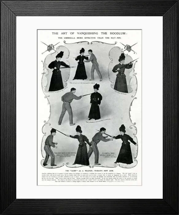 Framed Print : Self-defense guidance for females 1908