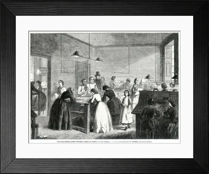 Framed Print : Women working at the Victoria Press 1861 Framed Print : Women working at the Victoria Press 1861