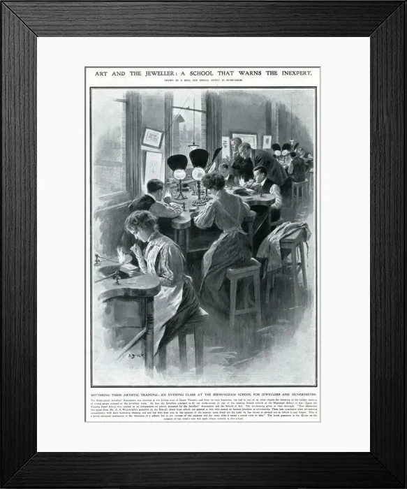 Framed Print : Mixed gender evening class at an arts school 1909