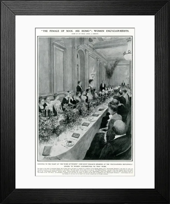 Framed Print : Janet Hogarth at Encyclopedia Britannica dinner 1910