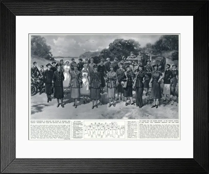 Framed Print : Uniformed female workers in British war services, April 1941 Framed Print : Uniformed female workers in British war services, April 1941