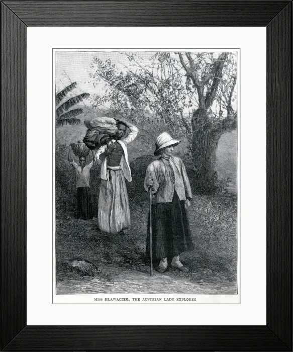 Framed Print : Female explorer Miss Hlawaczek on expedition, January 1894