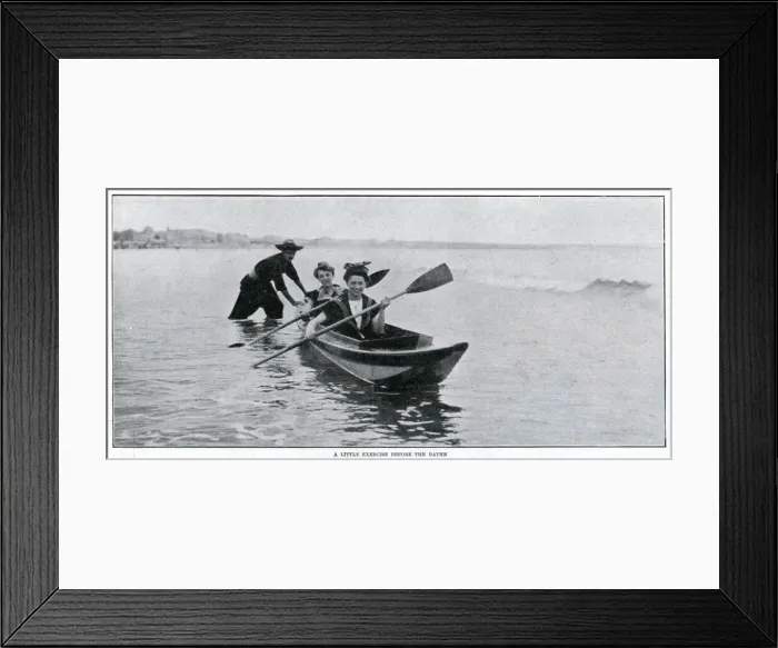 Framed Print : Women kayaking in northern France 1904 Framed Print : Women kayaking in northern France 1904