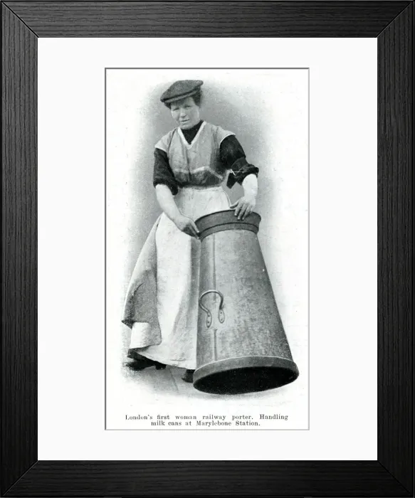 Framed Print : Londons first female railway porter, April 1915