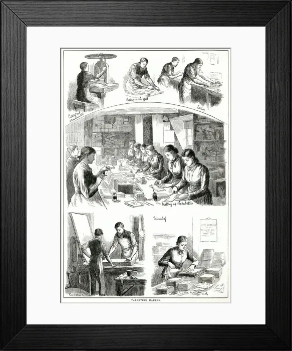Framed Print : Valentine makers at work 1880 Framed Print : Valentine makers at work 1880