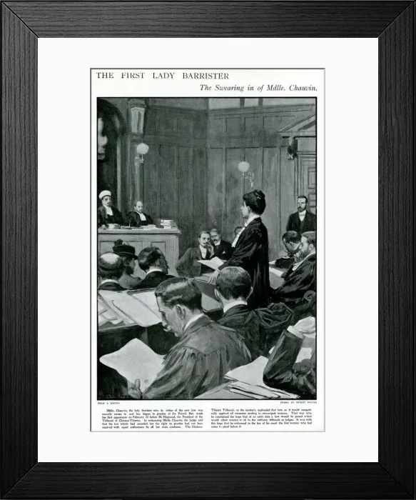 Framed Print : Mademoiselle Chauvin the first female barrister 1901