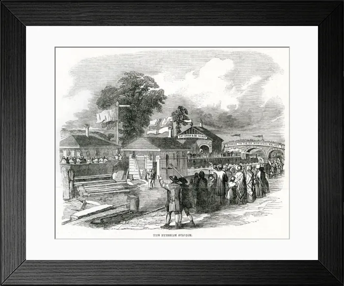 Framed Print : Railway station at Evesham, Worcestershire 1852