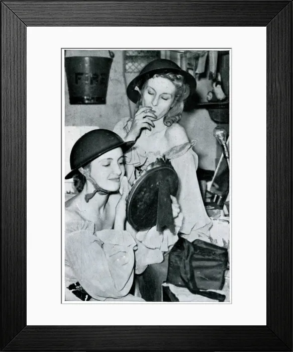 Framed Print : Two women preparing for show at Windmill Theatre 1939 Framed Print : Two women preparing for show at Windmill Theatre 1939