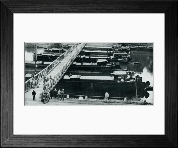 Framed Print : Temporary emergency bridge in Belgium, Sept 1939