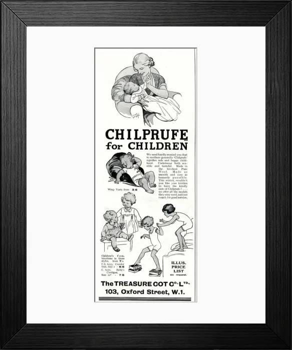Framed Print : Advert for Chilprufe childrens wear 1934 Framed Print : Advert for Chilprufe childrens wear 1934