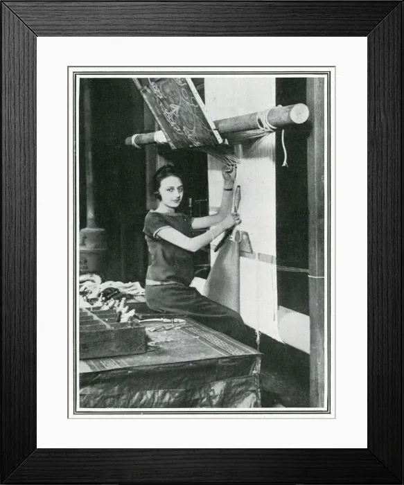 Framed Print : Mlle. Loger, first girl to enter world-famous Gobelin works Framed Print : Mlle. Loger, first girl to enter world-famous Gobelin works