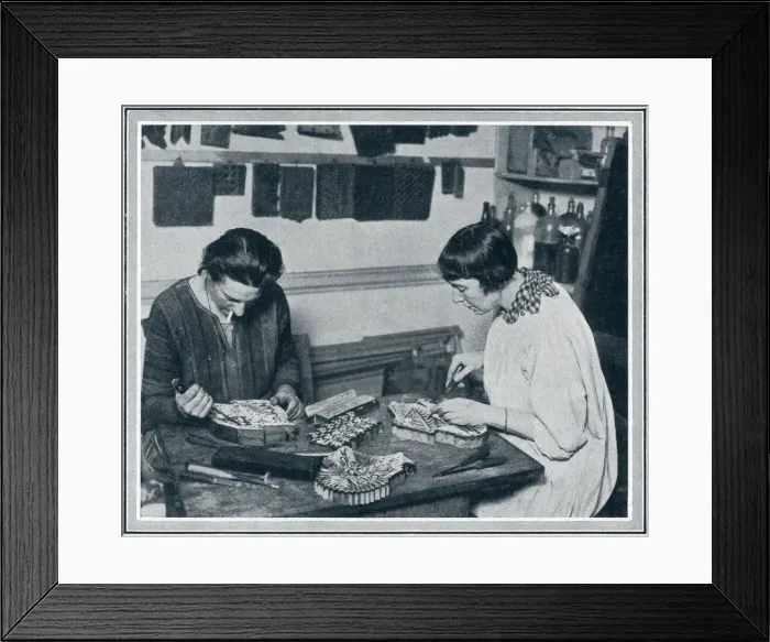 Framed Print : Phyllis Barron and her hand-block printing on stuffs Framed Print : Phyllis Barron and her hand-block printing on stuffs