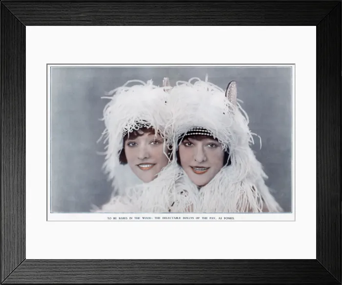 Framed Print : Photograph of the dolly sisters in fluffy white costumes for their Pony Trot Framed Print : Photograph of the dolly sisters in fluffy white costumes for their Pony Trot
