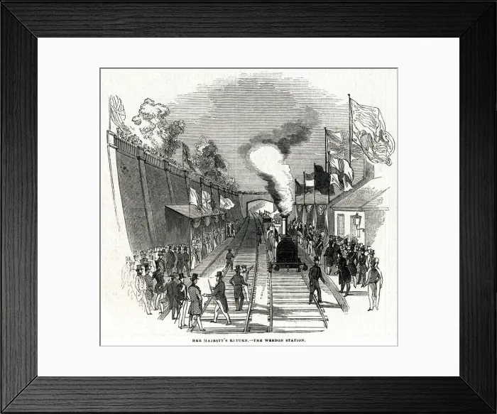 Framed Print : Queen Victoria at Weedon railway station, Northamptonshire Framed Print : Queen Victoria at Weedon railway station, Northamptonshire