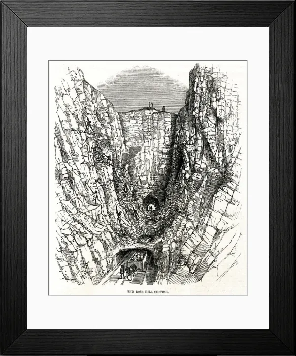 Framed Print : Construction, Rose Hill cutting, Brighton & Lewes Railway