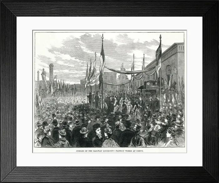 Framed Print : Railway manufacture, celebration at Crewe Works 1876
