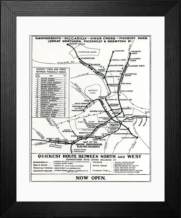 Framed Print : Map of London Underground railway, 1906 Framed Print : Map of London Underground railway, 1906