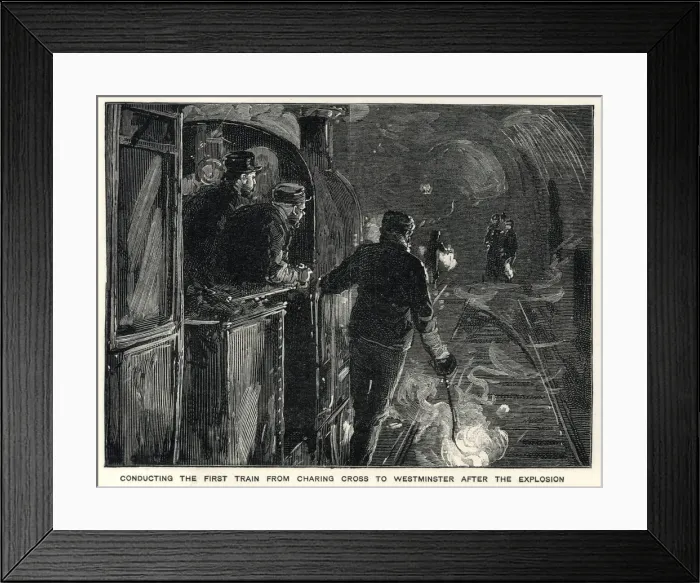 Framed Print : Train from Charing Cross to Westminster after explosion