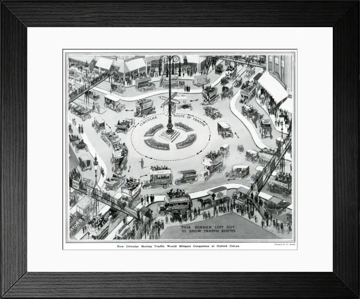 Framed Print : Solving Londons traffic problems, roundabouts 1924