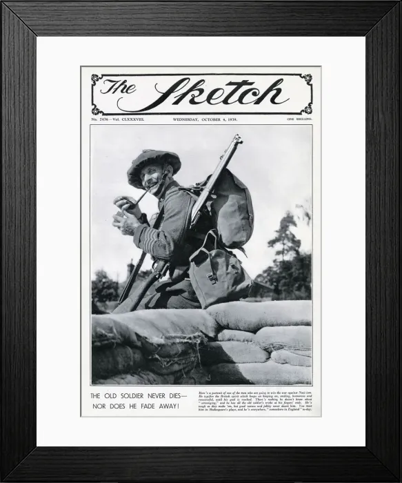 Framed Print : Sketch, Oct 1939 - WWII The Old Soldier Never Dies