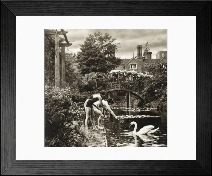 Framed Print : French actresses in swimsuits at Great Fosters, Egham Framed Print : French actresses in swimsuits at Great Fosters, Egham