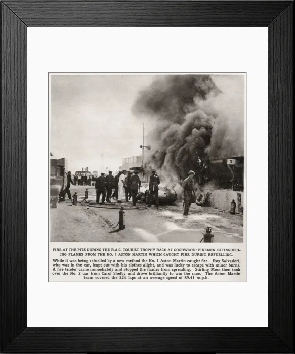 Framed Print : Fire in Pits at RAC Tourist Trophy Race at Goodwood Framed Print : Fire in Pits at RAC Tourist Trophy Race at Goodwood