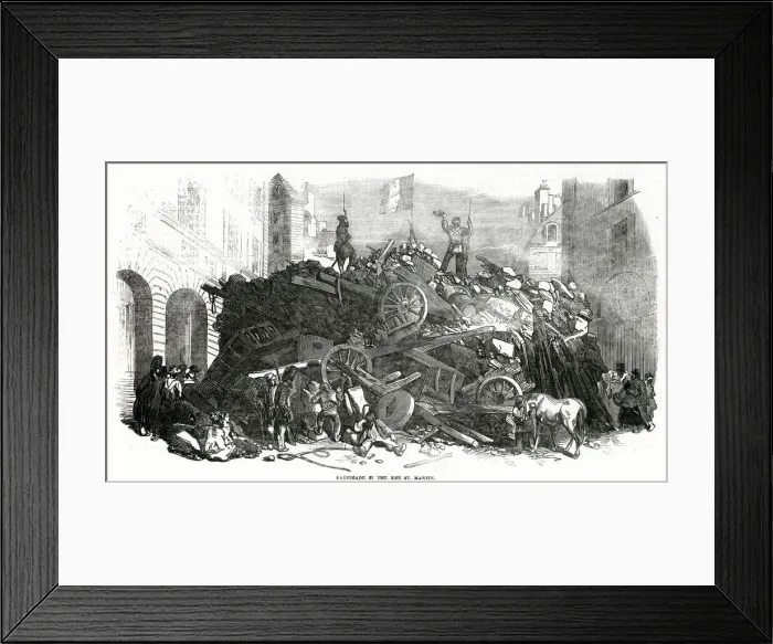Framed Print : Barricade in the Rue St Martin 1848 Framed Print : Barricade in the Rue St Martin 1848